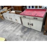 A MID 20TH CENTURY 'ENGLISH ROSE' KITCHEN SIDEBOARD AND WALL UNITS