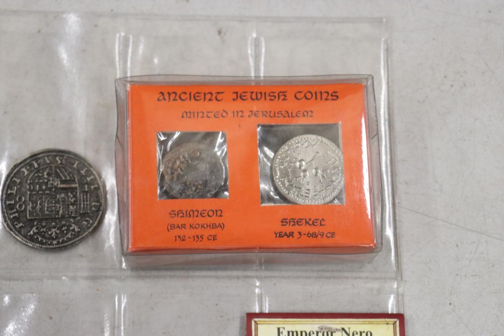 AN EMPEROR NERO COIN, TWO JEWISH COINS AND EIGHT OTHERS - Image 2 of 5