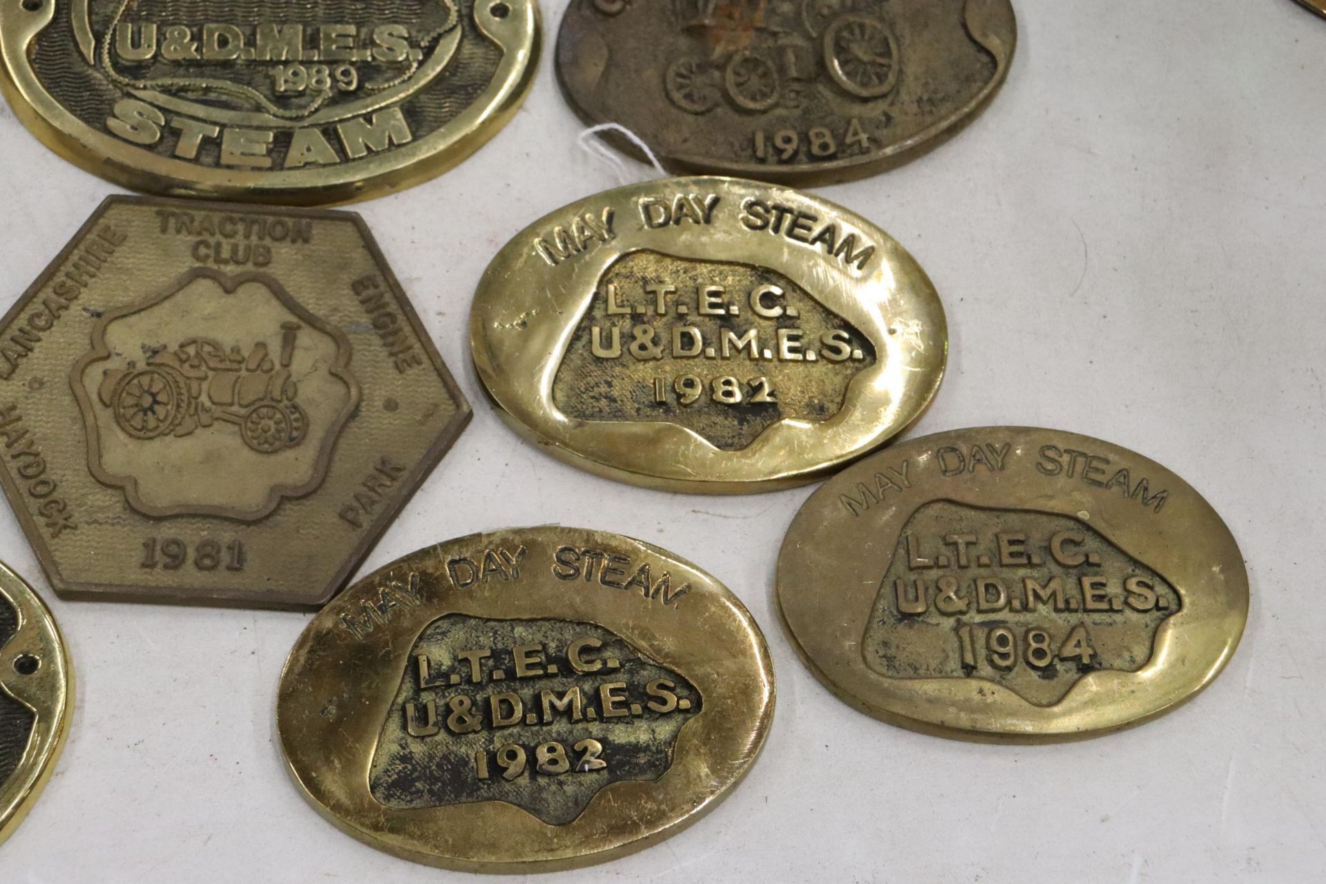 A LARGE COLLECTION OF BRASS STEAM RALLY PLAQUES - 20 IN TOTAL - Image 10 of 10