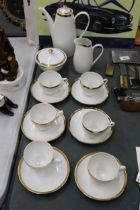 A CZECHOSLOVAKIAN CHINA COFFEE SET TO INCLUDE A COFFEE POT, CREAM JUG, SUGAR BOWL, CUPS AND SAUCERS