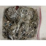 A LARGE QUANTITY OF WHITE METAL JEWELLERY