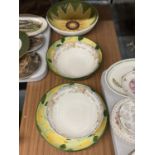 FIVE LARGE SERVING BOWLS TO INCLUDE THREE STUDIO POTTERY STYLE