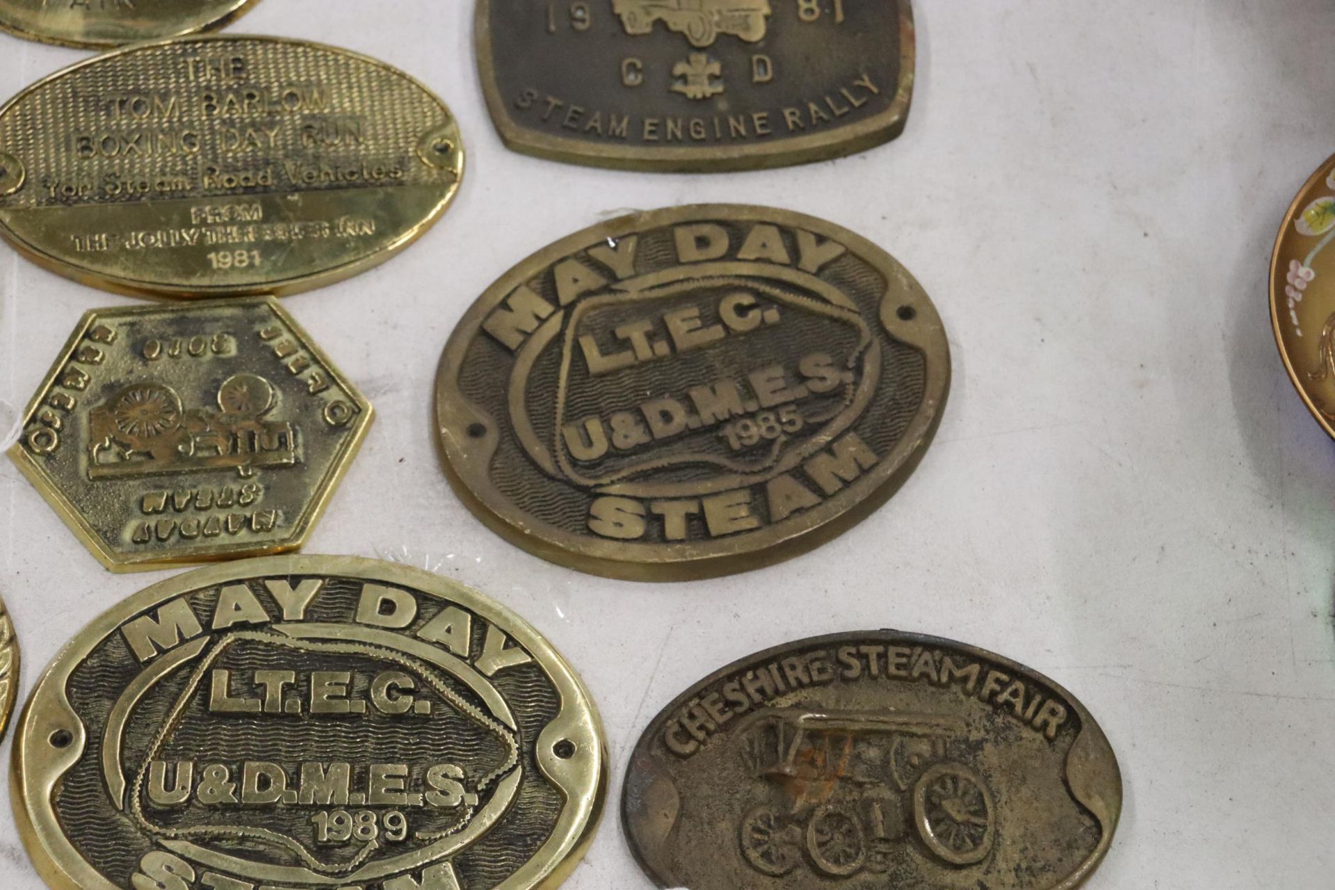 A LARGE COLLECTION OF BRASS STEAM RALLY PLAQUES - 20 IN TOTAL - Image 9 of 10