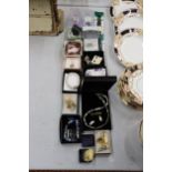 A QUANTITY OF BOXED COSTUME JEWELLERY TO INCLUDE WATCHES