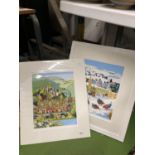 TWO SIGNED LINDA MELLIN PRINTS, ONE IN A FRAME, 44CM X 53CM AND 49CM X 57CM