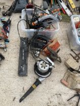 AN ASSORTMENT OF TOOLS TO INCLUDE A BATAVIA RIP SAW, A JIGSAW AND A BLOW TORCH ETC