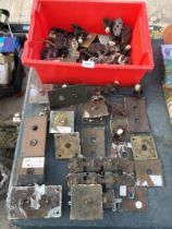 A LARGE ASSORTMENT OF VINTAGE LIGHT SWITCHES AND ELEVATOR BUTTONS ETC