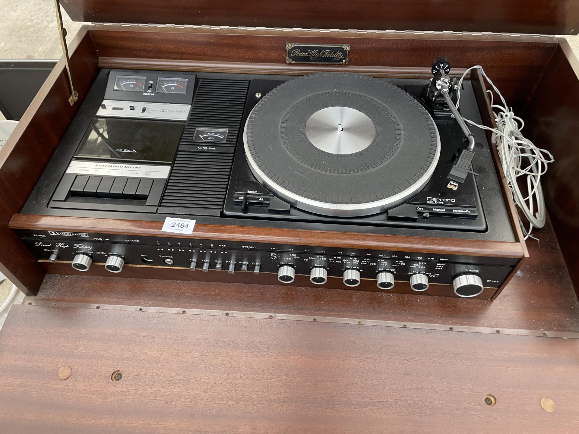 A WOODEN STEREO CABINET WITH SPEAKERS AND A GARRARD RECORD DECK - Image 2 of 4