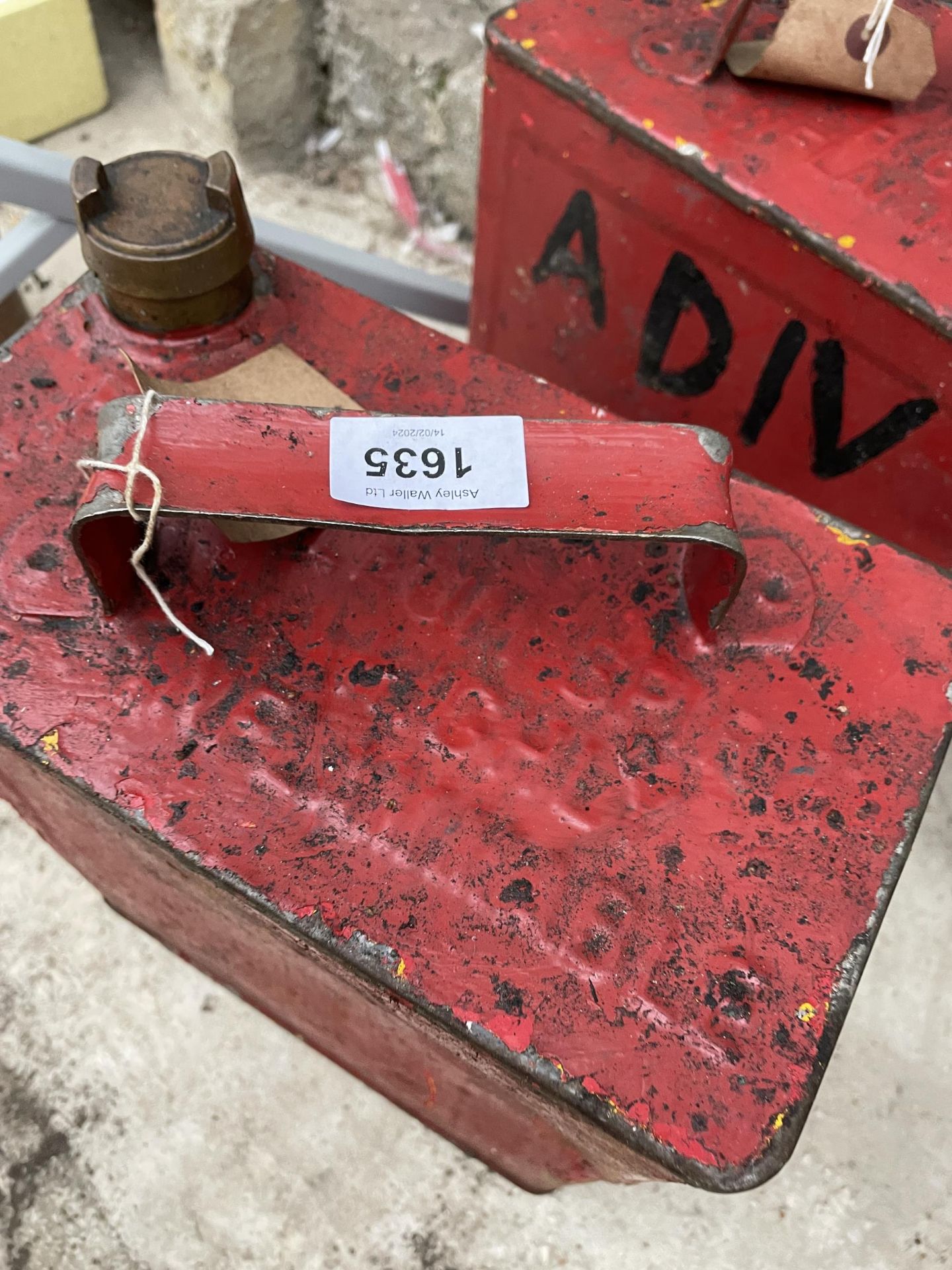 TWO VINTAGE FUEL CANS WITH BRASS CAPS - Image 3 of 3