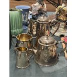 FOUR PIECES OF ELKINGTON SILVER PLATE, PATTERN NO. 16635, TO INCLUDE A COFFEE POT, TEAPOT, CREAM JUG