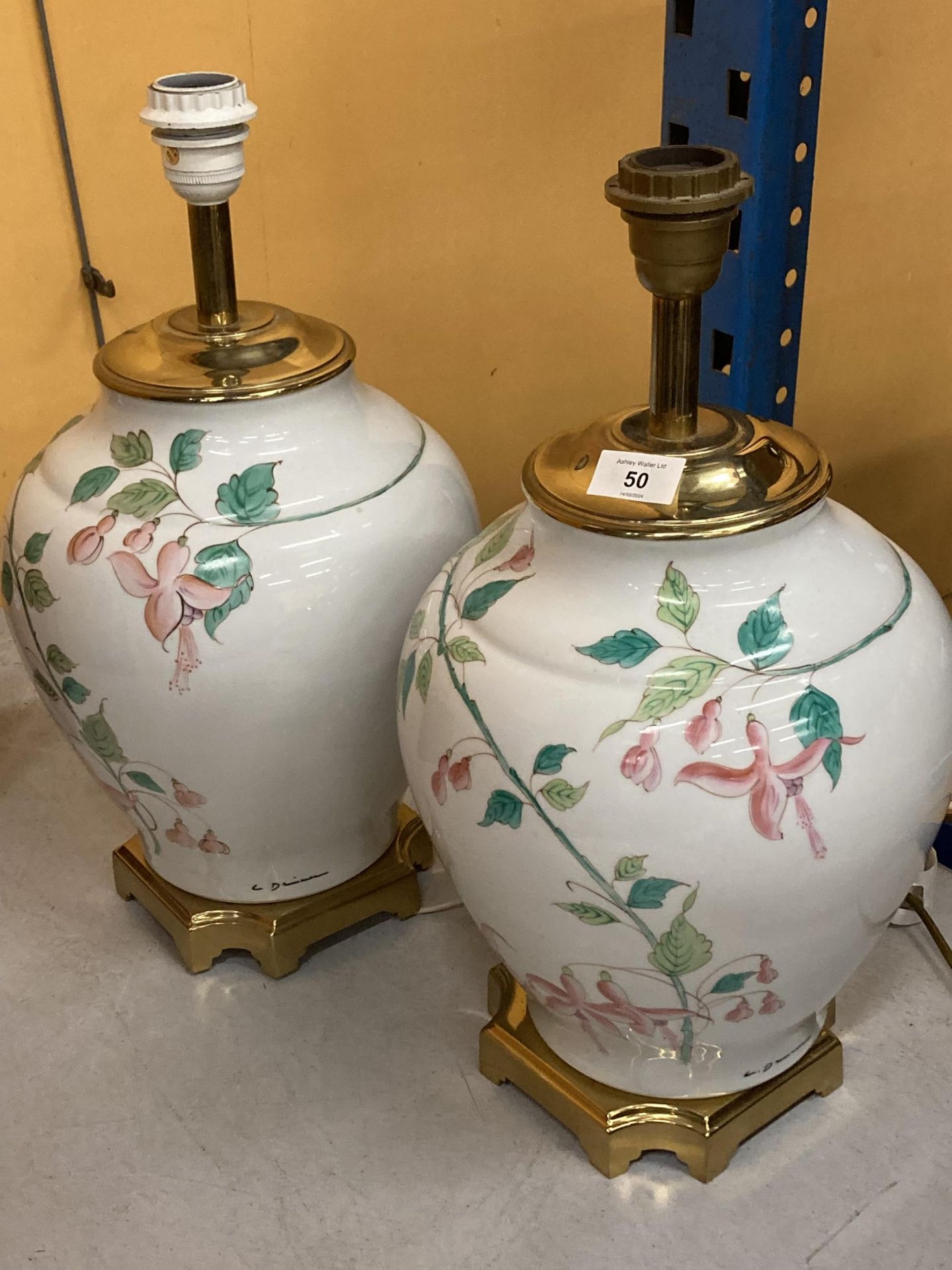 A PAIR OF SIGNED PORCELAINE DE LIMOGES TABLE LAMPS