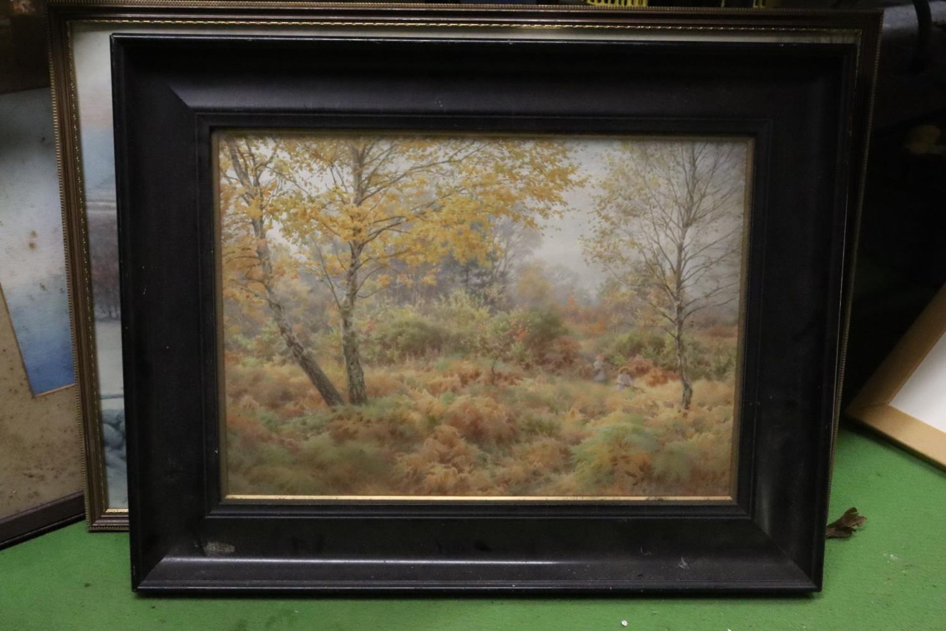 FOUR LARGE FRAMED PRINTS, TWO SHIPPING SCENES, A VINTAGE WOODLAND GLADE AND A J FARQUHARSON OF SHEEP - Image 2 of 5