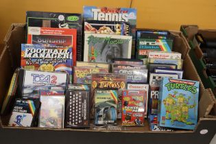 A LARGE QUANTITY OF COMPUTER GAMES TO INCLUDE SINCLAIR ZX SPECTRUM, COMMODORE 64/128. ETC.,