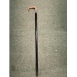 A BONE HANDLED WALKING STICK WITH A CHESTER HALLMARKED SILVER COLLAR