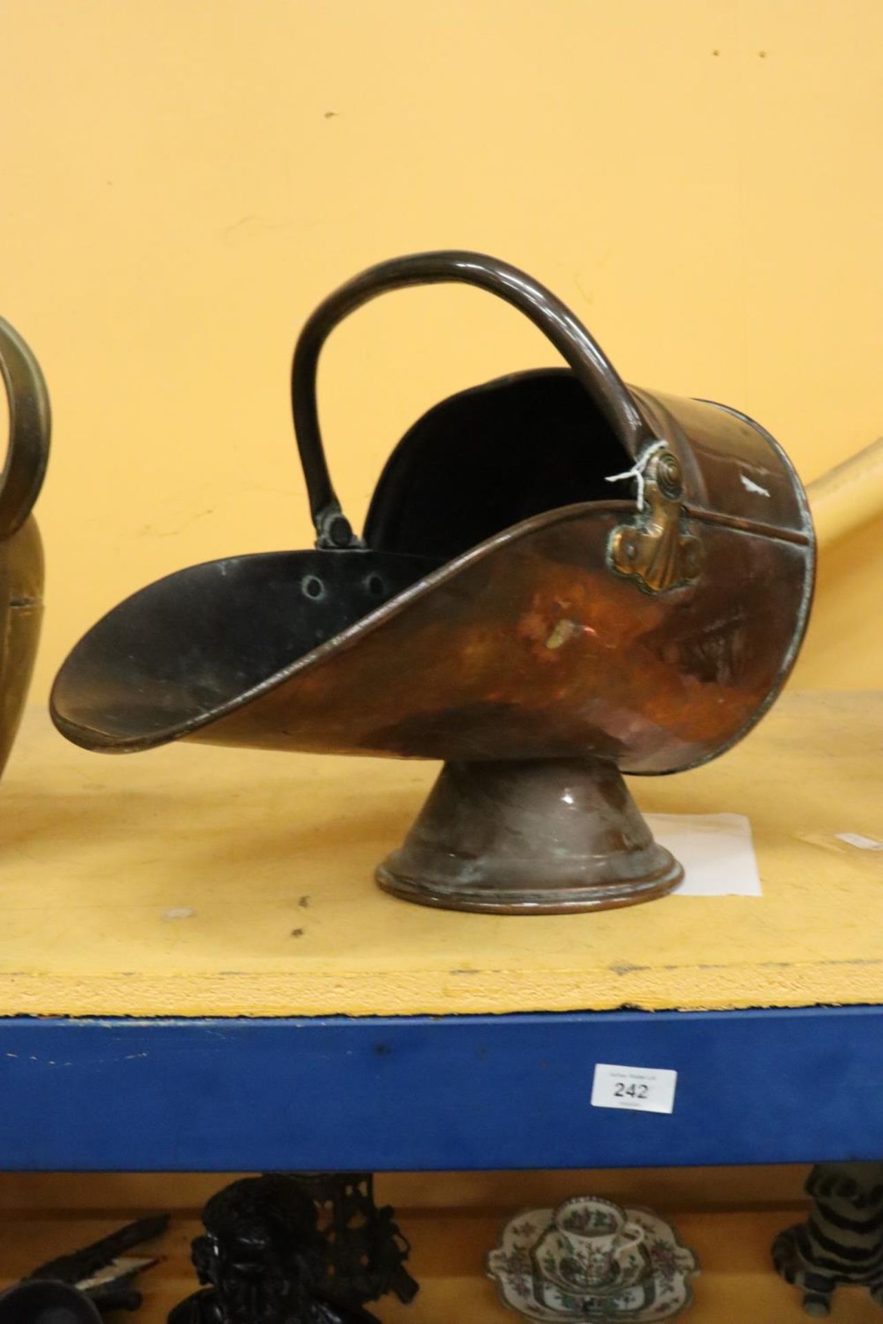 A LARGE COPPER AND BRASS COAL BUCKET