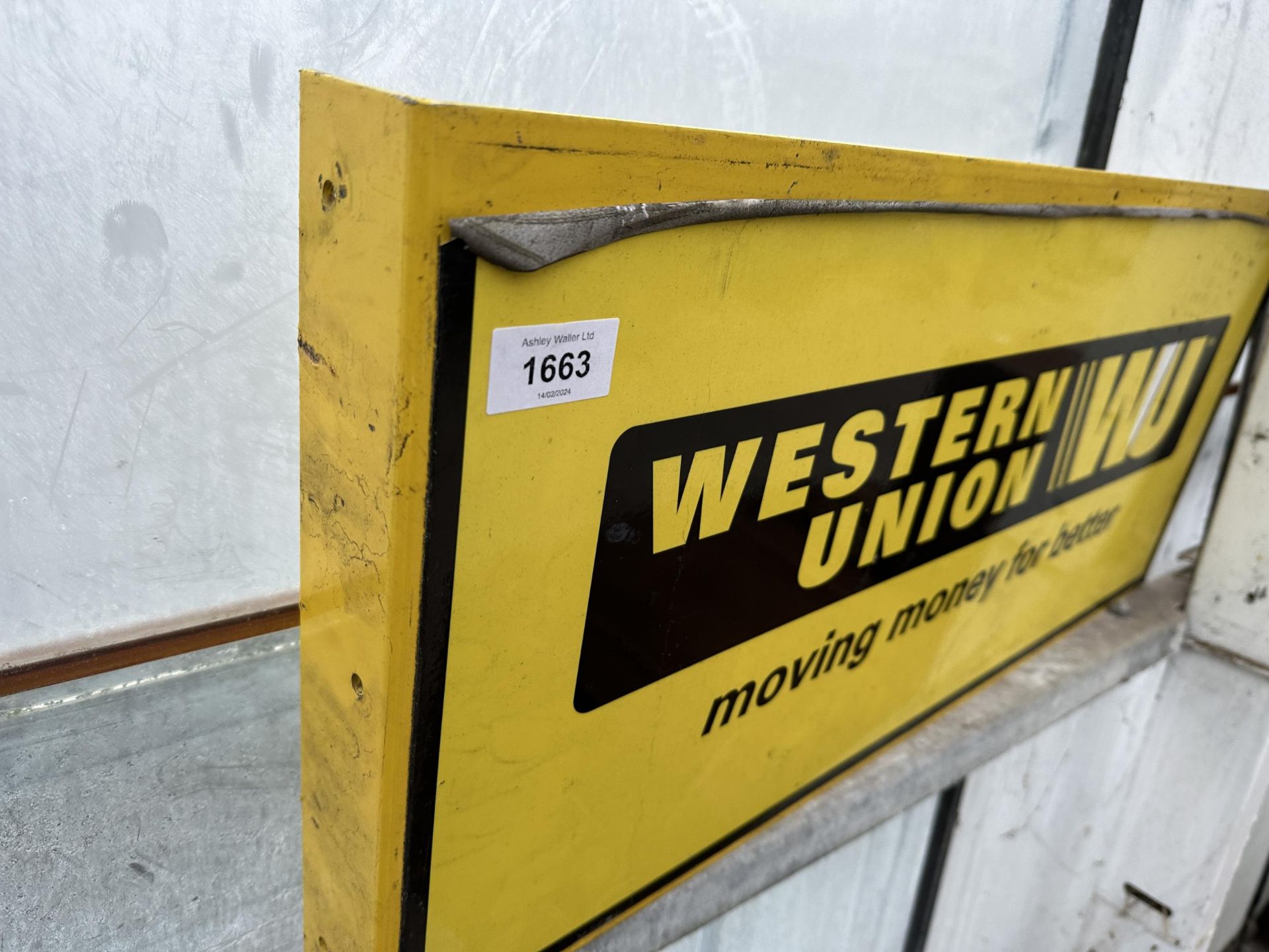 A METAL 'WESTERN UNION' WALL MOUNTED SIGN - Image 2 of 3