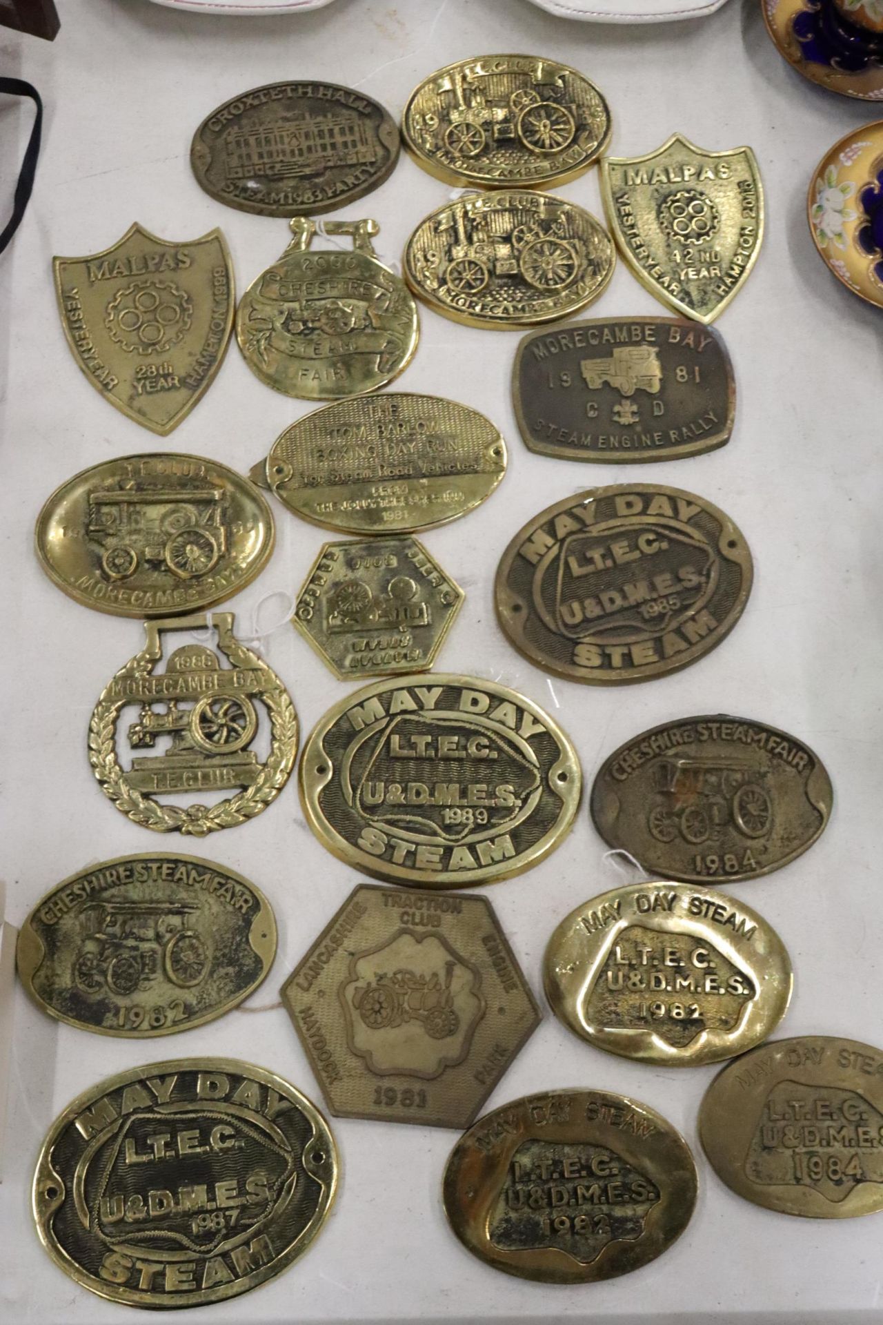 A LARGE COLLECTION OF BRASS STEAM RALLY PLAQUES - 20 IN TOTAL - Image 4 of 10