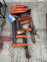 AN ASSORTMENT OF METAL WOODWORKING CLAMPS