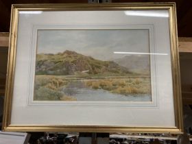 AN I C SAUNDERS, WATERCOLOUR OF A MOUNTAIN SCENE, FRAMED, 58CM X 44CM