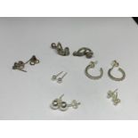 SIX PAIRS OF SILVER EARRINGS