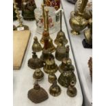 A COLLECTION OF VINTAGE BRASS BELLS - 16 IN TOTAL