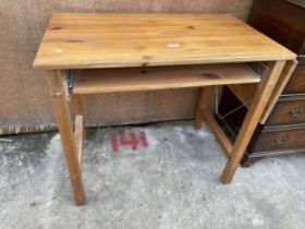 A MODERN PINE DROP-LEAF COMPUTER TABLE