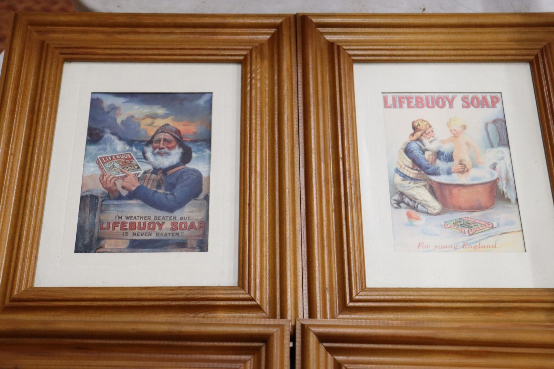 SIX FRAMED ADVERTISING PRINTS TO INCLUDE PEARS' AND LIFEBUOY SOAP, 23CM X 28CM - Image 4 of 6