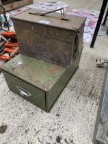 A SMALL INDEX CABINET AND AN AMMO TIN