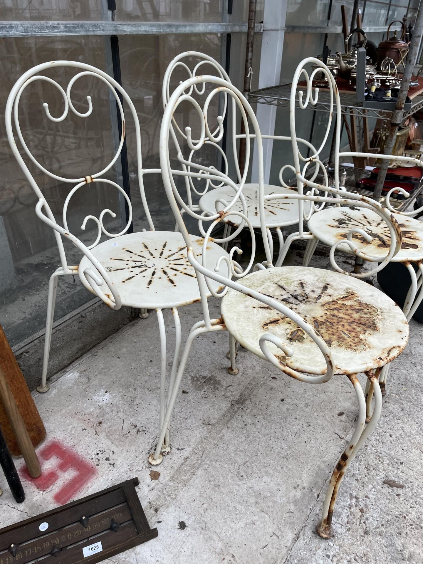 A SET OF FOUR DECORATIVE METAL GARDEN BISTRO CHAIRS - Image 2 of 2