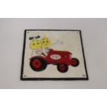 A CAST ESSO SIGN, WITH MR AND MRS DRIP IN A CAR, 24CM X 24CM