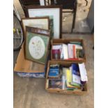 A LARGE ASSORTMENT OF BOOKS AND FRAMED PRINTS AND PICTURES