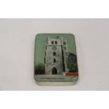 A VINTAGE HANDPAINTED SIGNED TIN FEATURING WALTHAM ABBEY CHURCH