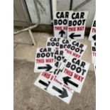 A LARGE QUANTITY OF METYAL CAR BOOT SIGNS