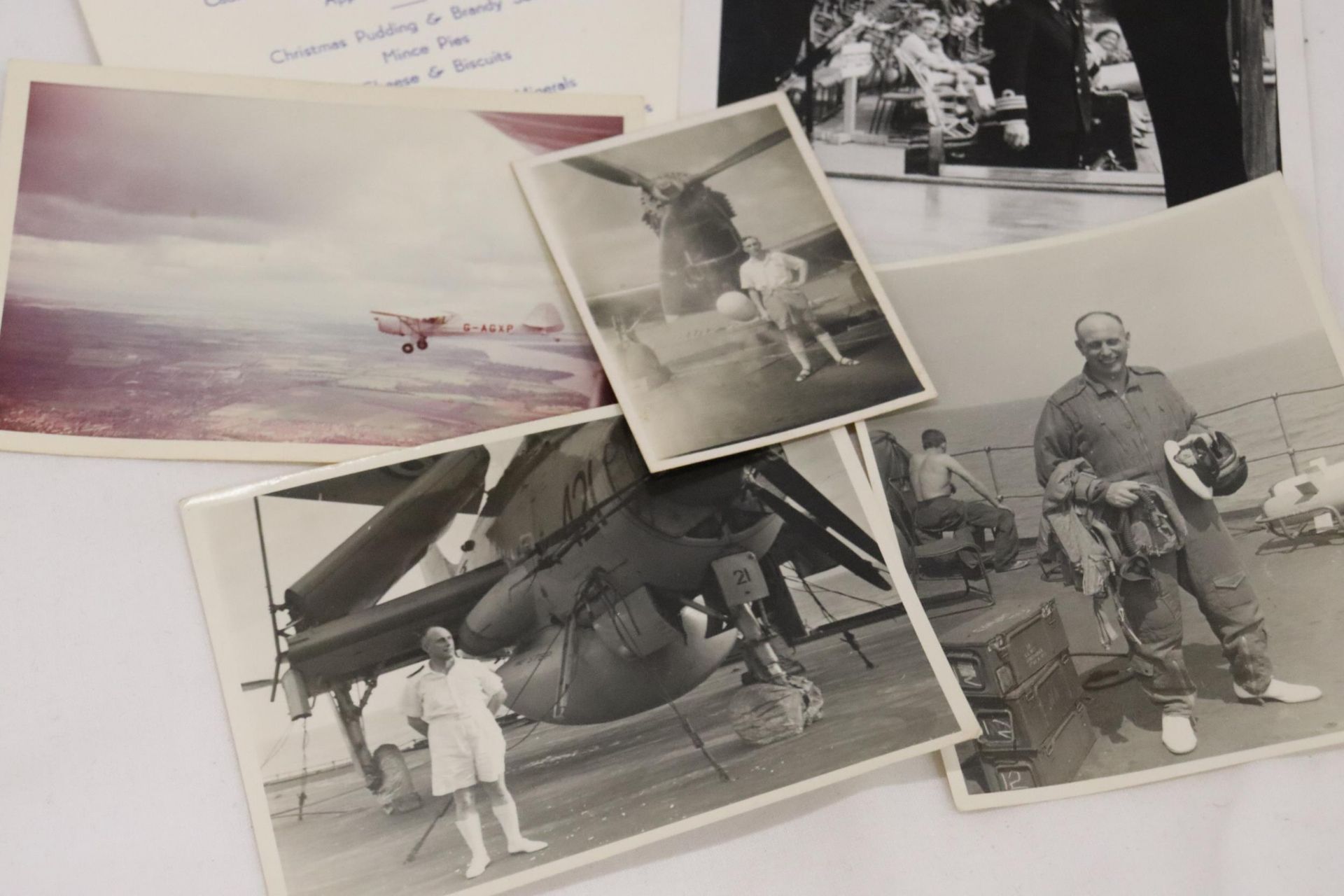 A ROYAL AIR FORCE, LITTLE SAI WAN, CHRISTMAS DINNER MENU, 1954 PLUS MILITARY PHOTOGRAPHS - Image 4 of 5