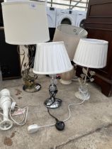 FOUR VARIOUS TABLE LAMPS