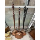 THREE VINTAGE COPPER BED WARMING PANS