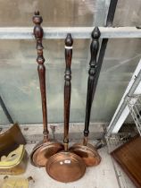 THREE VINTAGE COPPER BED WARMING PANS