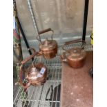 THREE SMALL COPPER KETTLES