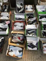 TEN PAIRS OF AS NEW AND BOXED SPORTS BOOTS AND TRAINERS