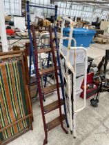 THREE VARIOUS LADDERS TO INCLUDE A NON SLIP STEP LADDER ETC