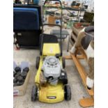 A PETROL CHALLENGE ROTARY LAWN MOWER WITH GRASS BOX