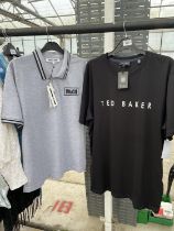 A NEW WITH LABELS TED BAKER T SHIRT AND AN MCQ POLO TOP WITH LABELS (BOTH LARGE)