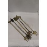 FIVE VINTAGE BRASS TOASTING FORKS