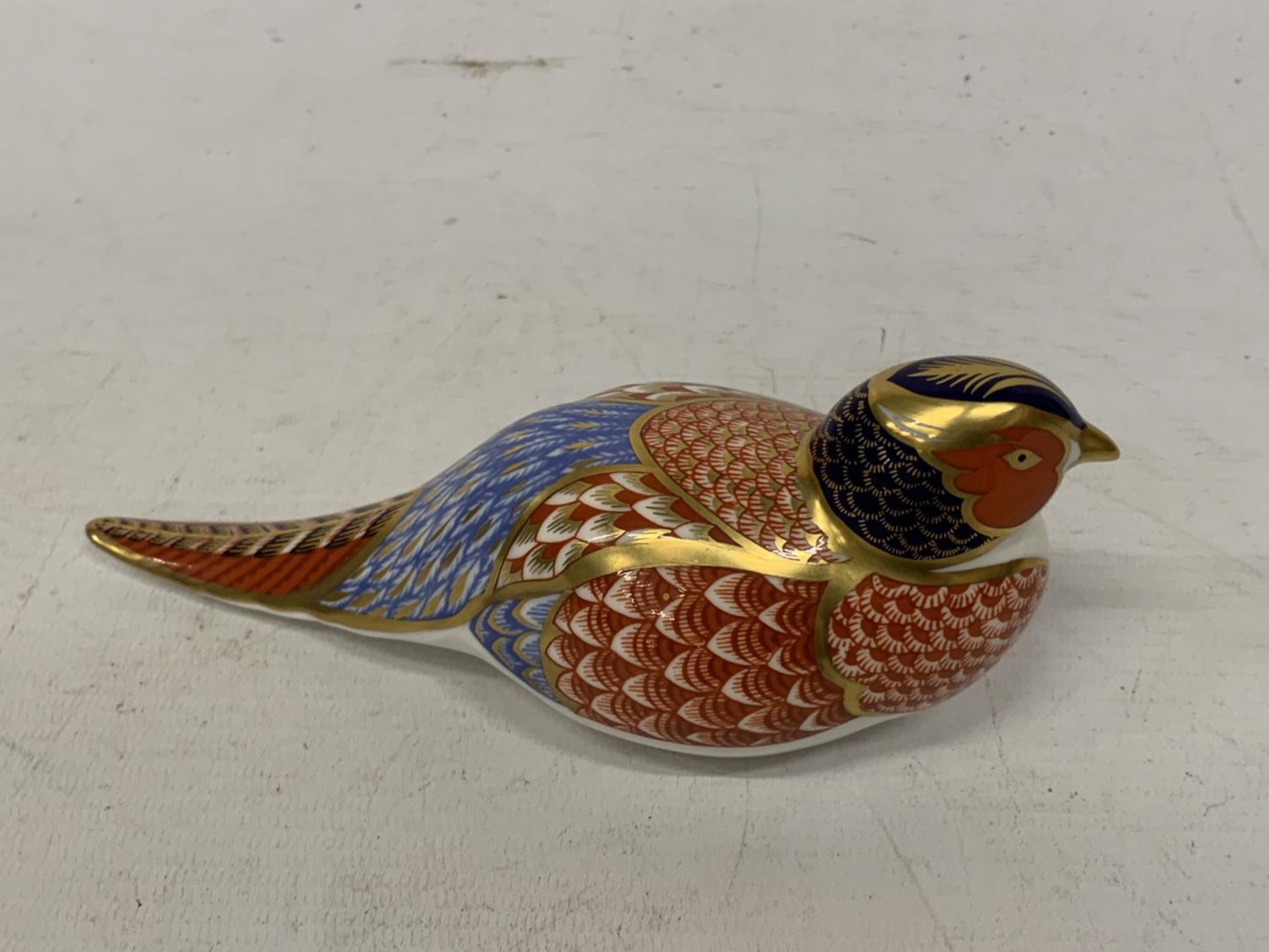 A ROYAL CROWN DERBY PHEASANT WITH SILVER COLOURED STOPPER - Image 2 of 3