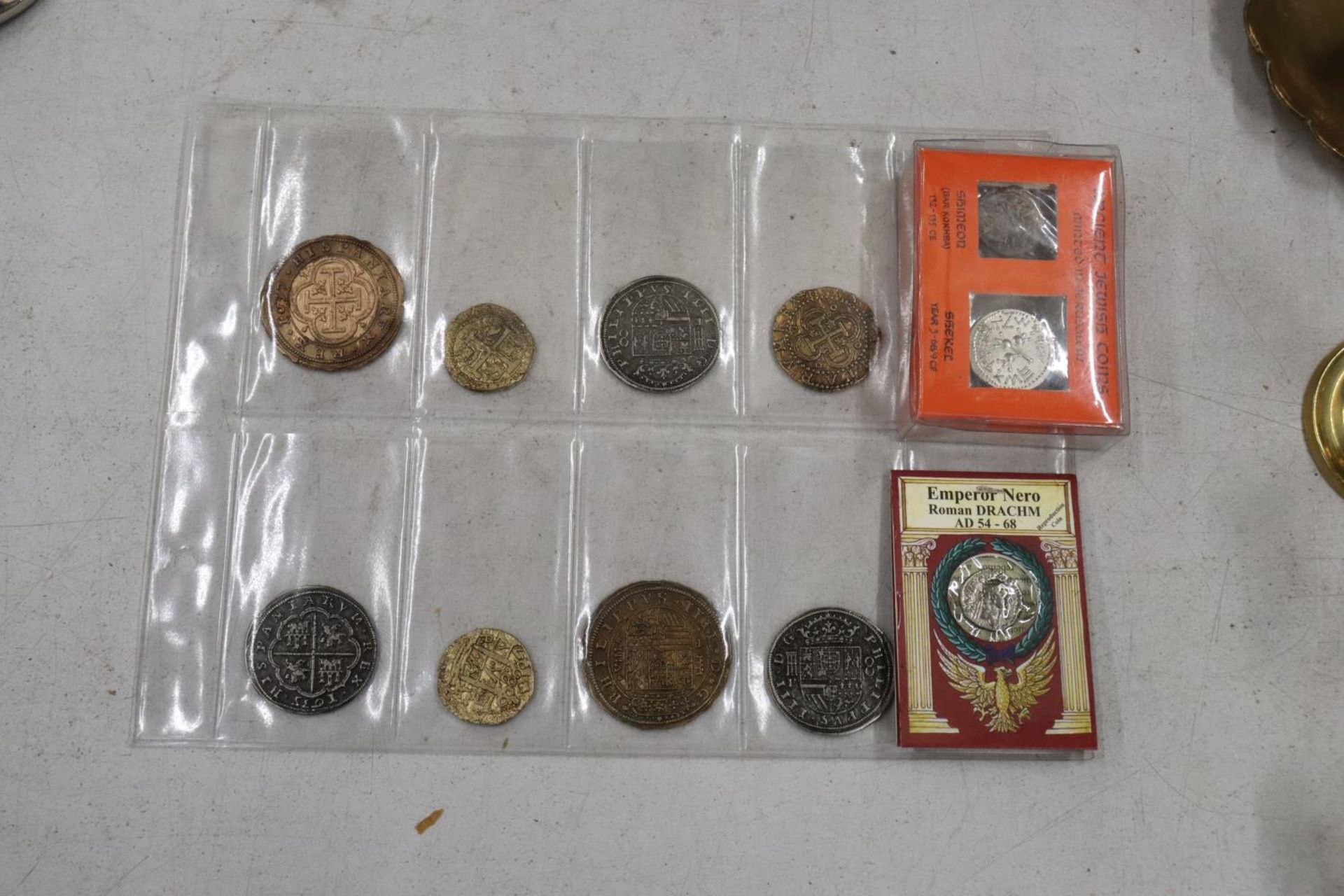 AN EMPEROR NERO COIN, TWO JEWISH COINS AND EIGHT OTHERS
