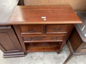 A MODERN HARDWOOD CHEST OF TWO SHORT AND TWO LONG DRAWERS ON OPEN BASE, 27" WIDE