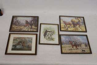 FIVE EQUINE THEMED PRINTS