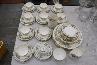 A MINTON GREENWICH TEASET TO INCLUDE CUPS, SAUCERS, DINNER PLATES, SALAD PLATES, ETC.,