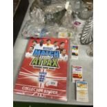 A LARGE QUANTITY OF PLASTIC TOY SOLDIERS, A MATCH ATTAX BINDER WITH CARDS PLUS A QUANTITY OF