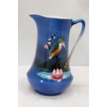 A LARGE ROYAL VENTON WARE (1930'S) JUG WITH KINGFISHER DESIGN